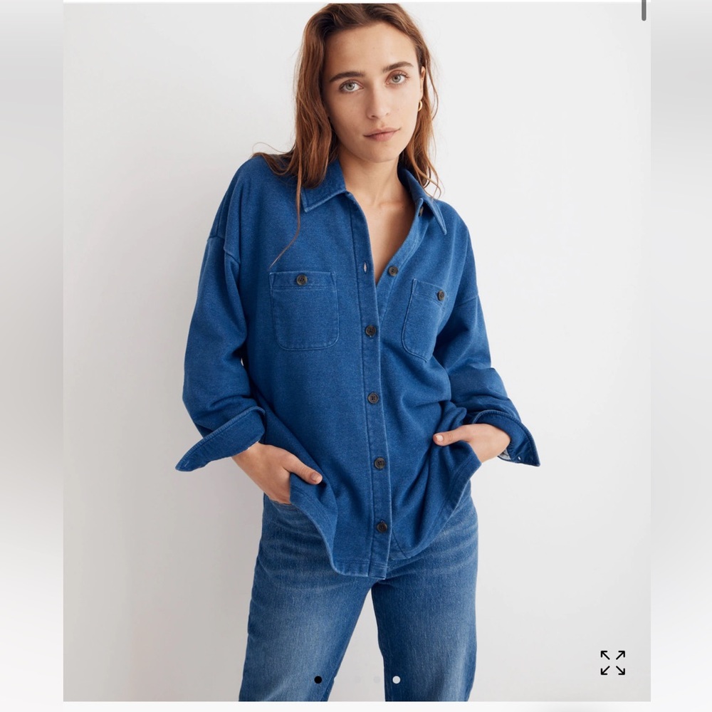 Madewell Blue Button-Up Sweater